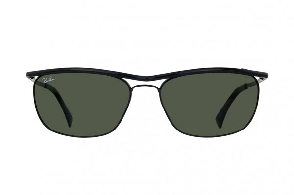   Ray-Ban Olympian II Deluxe RB3385-002 Black | Natural Green (G-15XLT)