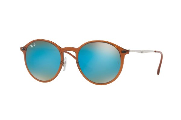   Ray-Ban Round LightRay RB4224-604-B7 Brown | Blue Mirror
