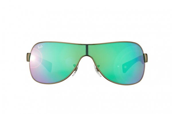   Ray-Ban Youngster RB3471-029-3R Matte Gunmetal/Beige Rubber Temple | Green Mirror