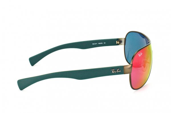   Ray-Ban Youngster RB3471-029-6Q Matte Gunmetal/Green Rubber Temple | Orange Mirror